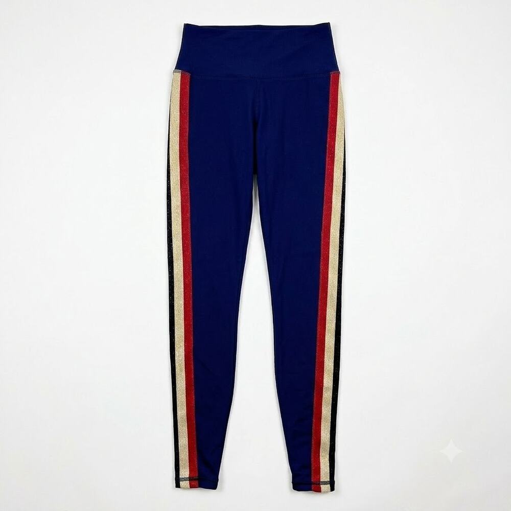 Spiritual Gangster Glitter Striped Leggings Blue Activewear 7/8 Womens XS